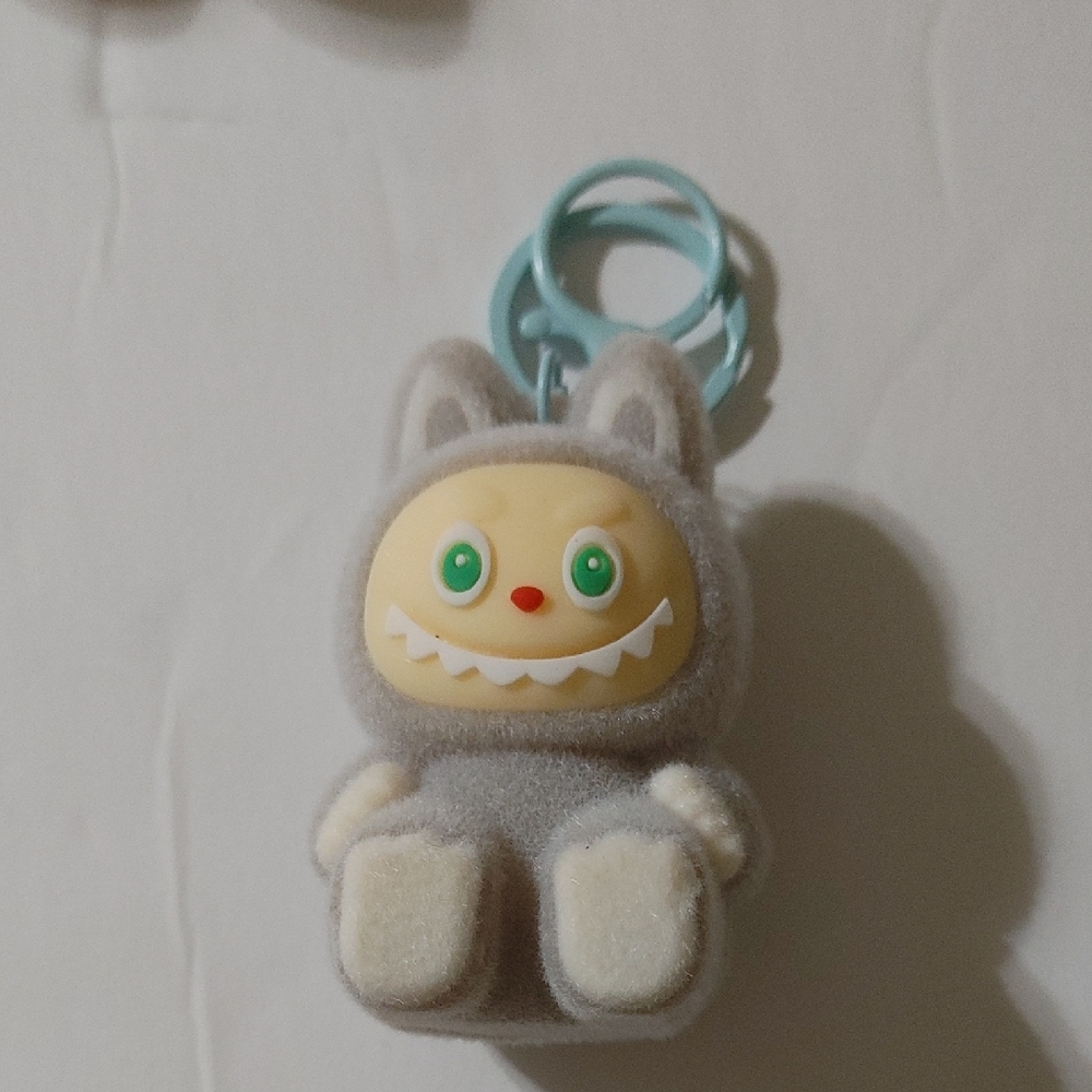 Charming Gray Plush Character Keychain
